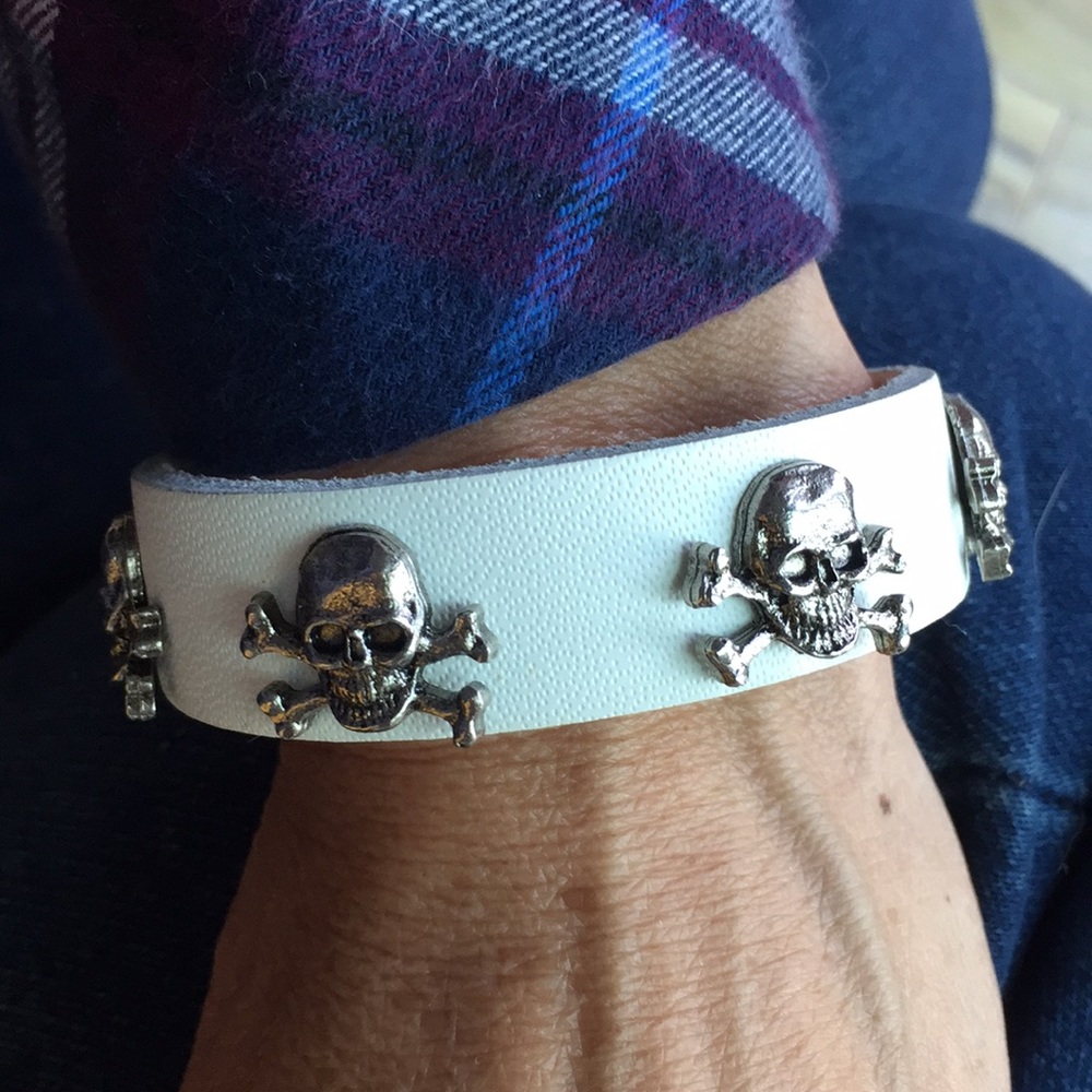 Halloween Punk skull rockabilly leather bracelet